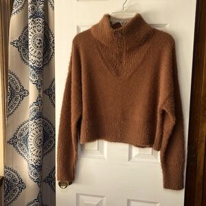 Camila Coelho Cropped Sweater, Brown, Size Small